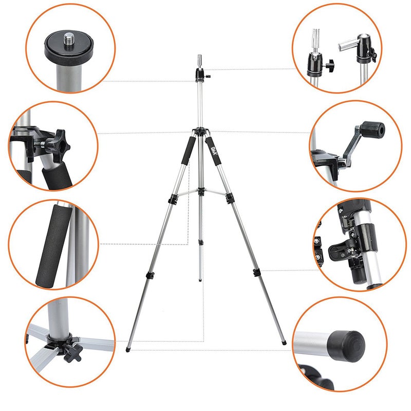 GEXWORLDWIDE GEX 63" Heavy Duty Mannequin Tripod Stand for Wig Cosmetology Training Practice Doll Manikin Head Tripod Wig Stand With Travel Bag (Silver) - Image 2